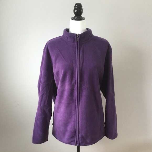 Karen Scott purple fleece zippered sweater - Picture 2 of 5